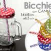 Set 4 Boccali In Vetro Con Tappo Pois e Cannuccia