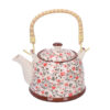 Teiera ceramica bianco con fiori rosso tondo