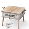 Tavolino con contenitore bianco latta e legno