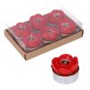 Candela t-light  paraffina 6 pezzi camelia rosso