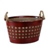 Cesta in metallo rosso ovale