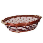 Cesta vimini bianco naturale ovale cm.56-61x40h14