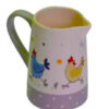 Lattiera ceramica bianca galline
