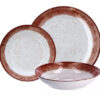 Servito piatti ceramica 18 pezzi bordo marrone