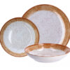 Servito piatti ceramica 18 pezzi bordo marrone chiaro