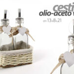 Set olio aceto in vetro con cestino
