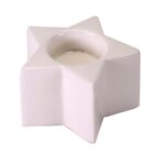 Porta candela t-light ceramica bianca stella