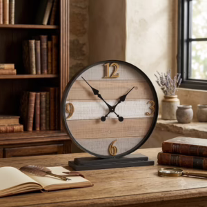 Orologio tavolo legno metallo cm 43.9x11