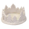 Portacandele ceramica bianco con alberi tondo