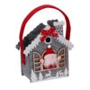 Cestino tessuto feltro casa e babbo natale grigio cm12,5x6,5h14,5