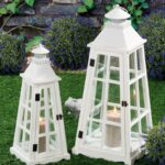 Lanterna portacandela in legno e metallo  cm. 30 x 30 x h. cm. 71