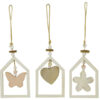 Set 3 pezzi appendino casetta legno forme assortite