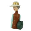 Donna resina marrone con borsa porta vaso cm17x13h36
