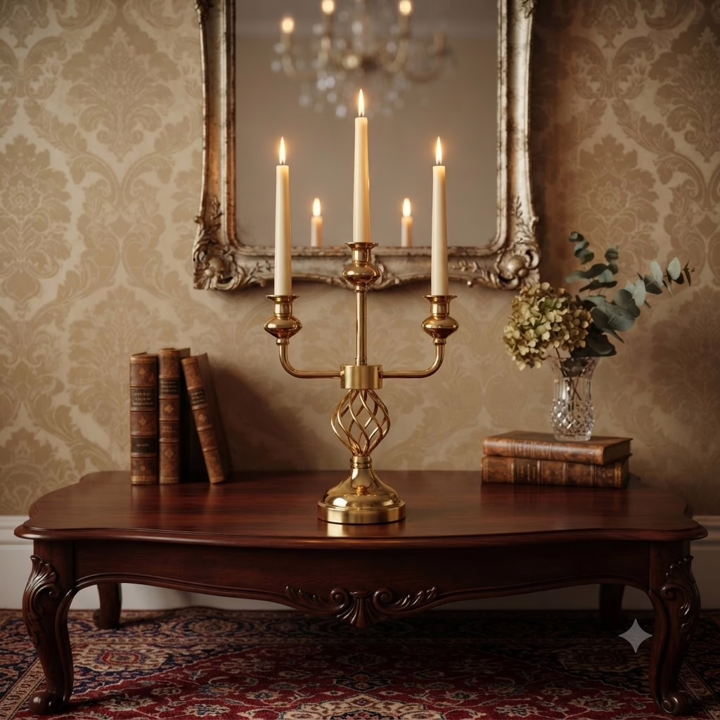 Candelabro a 3 Bracci in Metallo Oro – Raffinatezza senza tempo