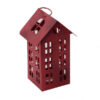 Lanterna metallo casa rossa rettangolare cm.13x11H21