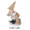 Babbo natale resina con led crema cm17x1 1h23,5