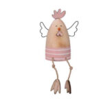 Gallina legno seduta rosa