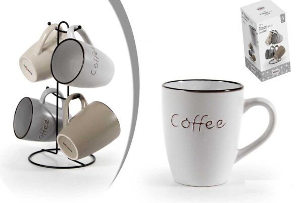 Set 4 tazze mug con stand