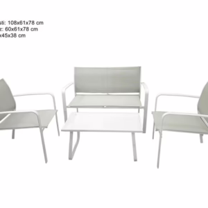 Set Giardino 4 Pezzi Textilene Grigio Metal