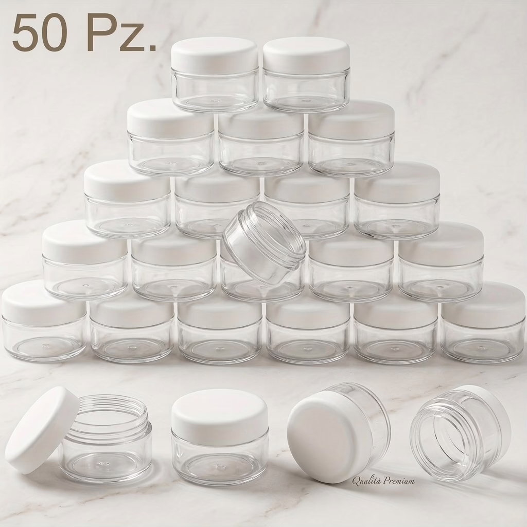 Barattolino pvc con tappo bianco e/o trasparente pz.50