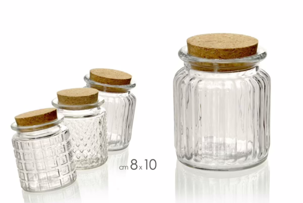 Barattolo 125 ml con tappo in sughero 3 pz