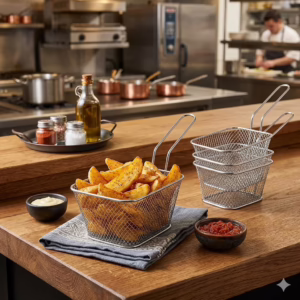 Set 6 Cestini per Frittura Monoporzione in Acciaio Inox