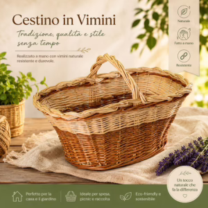 Cesto in vimini con manico nonno Beppe cm45x27h19/32