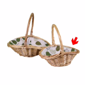 Cesto vimini con fodera naturale ovale medio