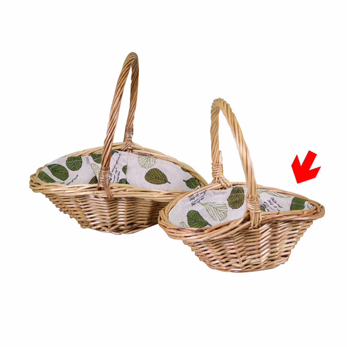 Cesto vimini con fodera naturale ovale medio