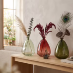 Vaso in vetro assortito 3 colori 3 pezzi