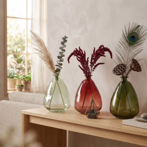 Vaso in vetro assortito 3 colori 3 pezzi