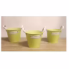 3 Secchielli latta verde flowers con manici
