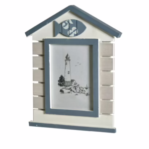 Portafoto mare da tavolo bianco e azzurro