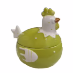 Porta cioccolatini gallina ceramica verde con coperchio