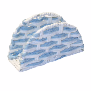 Portatovaglioli in Paglia Intrecciata "Madeira" โ Azzurro e Bianco