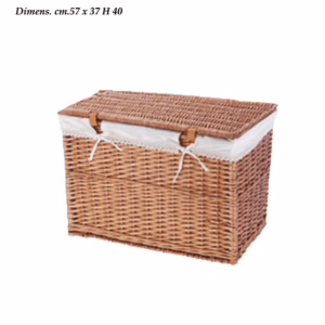 Portabiancheria rettangolare in salice Lauer con interno in tessuto