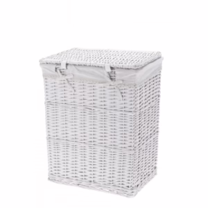 Portabiancheria rettangolare in salice "Janne" con interno in tessuto