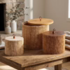 Set Scatole Rotonde in Bamboo con Coperchio