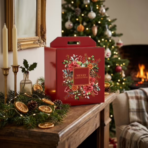 Scatola Regalo Natalizia Porta Panettone e Bottiglia
